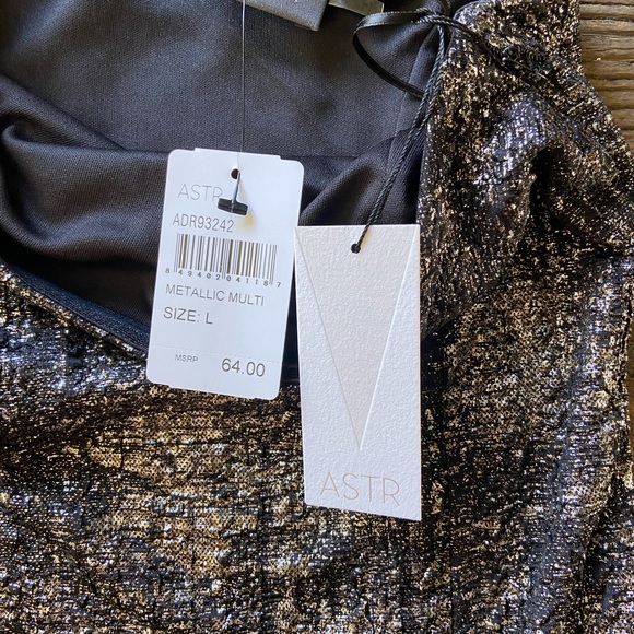 Astr | One Shoulder Gold Black Texture Dress - Picture 4 of 8